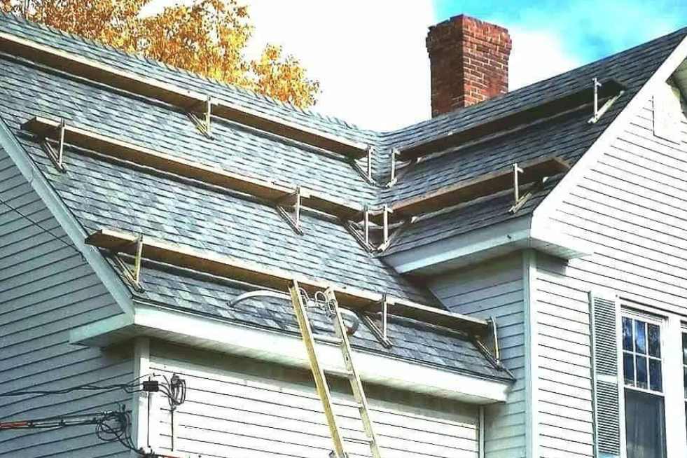 a ladder on a roof